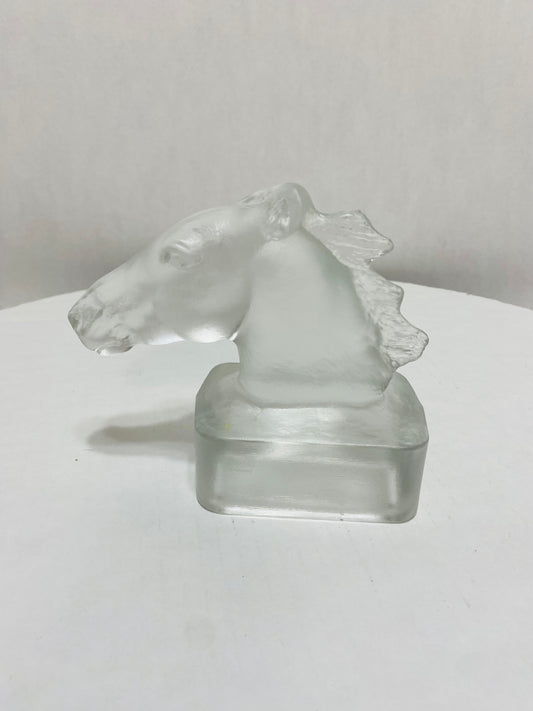 Estate Sales Antique Germany Goebel Molded and Pressed Glass Horsehead Sculpture 6.5"L x 6"H