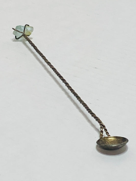 Estate Sales Rare Unique Assemblage Art Piece Spoon Handmade with Brazil 500 Reis 1856 Pedro II silver KM# 464 & Stone