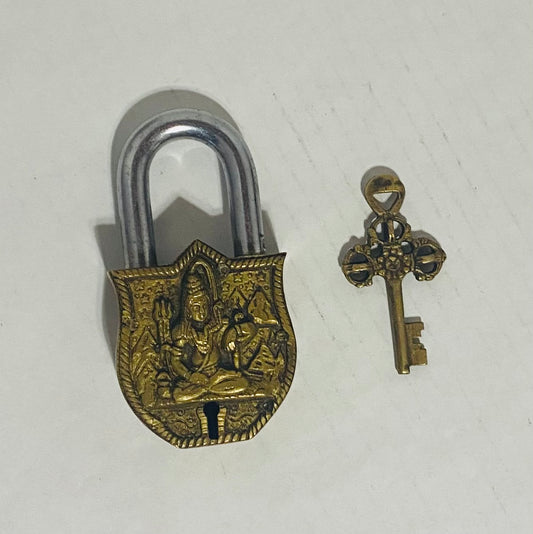 Have one to sell? Sell now Authentic Antique Style HINDU Lord SHIVA / MAHADEV Brass Padlock with Key