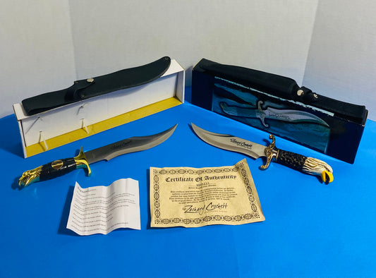 Estate Sale Certificated Zachary Crockett Signature Series Hunting Knife Brand Eagles Set of 2 in Original Box