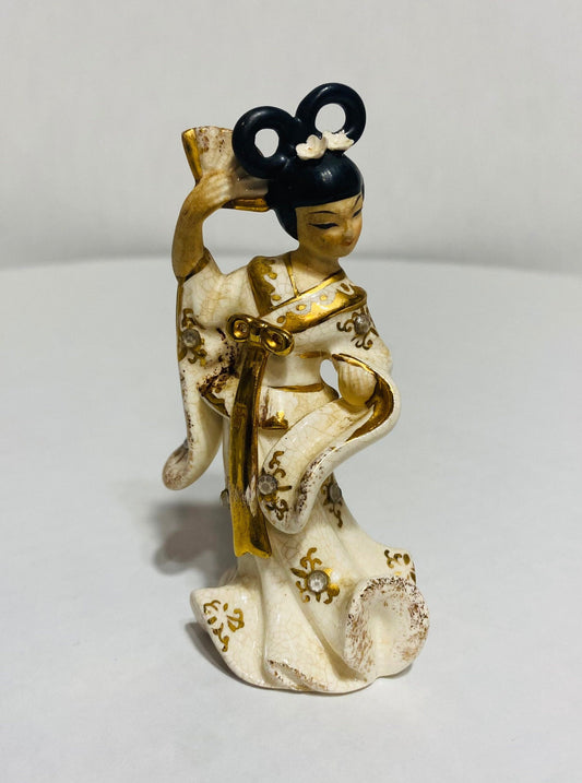 Antique Japanese Dancer Geisha style Golden Kimono with Brilliants 4,5&quot; KW1999